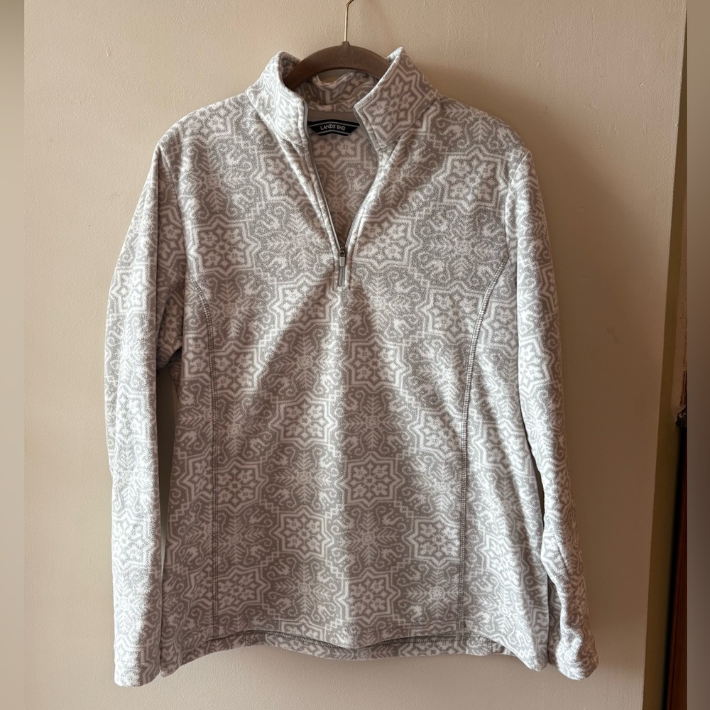Lands End Long Sleeve Zip Up Snowflake Pullover Preowned